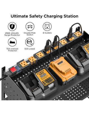 Organizador de Herramientas CRST Montaje en Pared 8 Salidas Negro