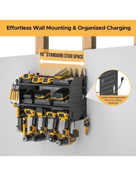 Organizador de Herramientas CRST Montaje en Pared 8 Salidas Negro