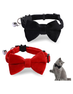 Collares de Gato Ajustables Sliverdew 2 Pcs Terciopelo con Campana