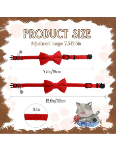 Collares de Gato Ajustables Sliverdew 2 Pcs Terciopelo con Campana 2