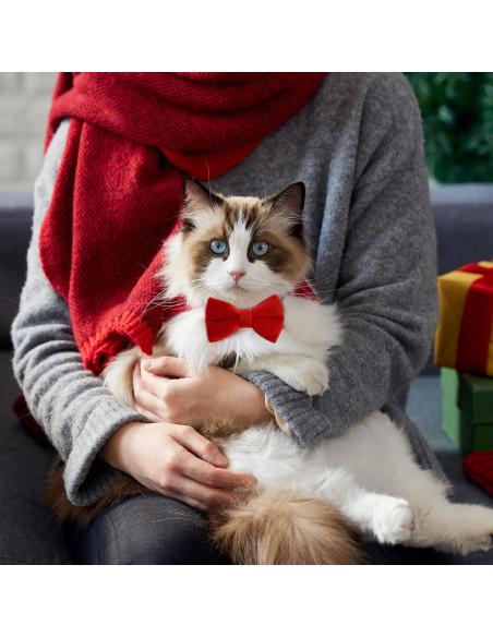 Collares de Gato Ajustables Sliverdew 2 Pcs Terciopelo con Campana