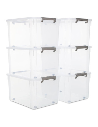 Citylife 6 Contenedores de Almacenamiento 55L Plástico Apilables