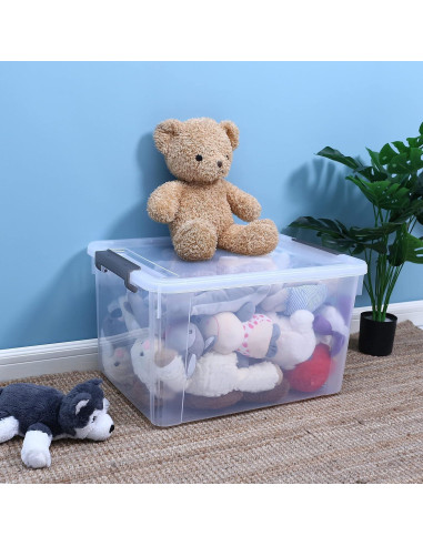 Citylife 6 Contenedores de Almacenamiento 55L Plástico Apilables