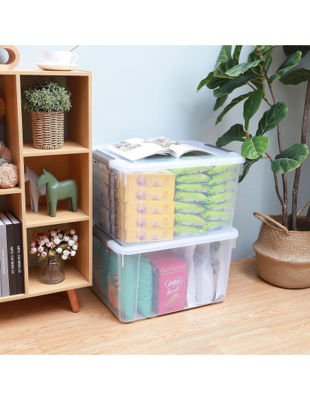 Citylife 6 Contenedores de Almacenamiento 55L Plástico Apilables