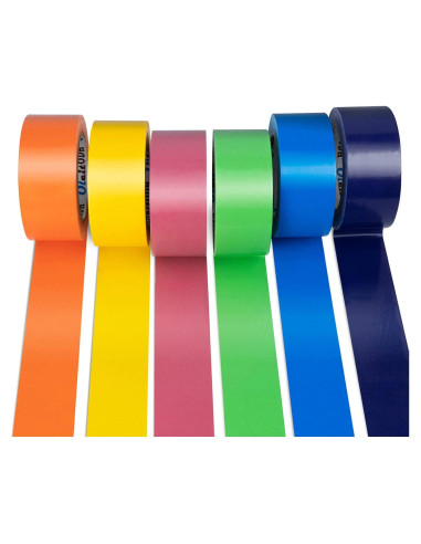 Paquete de 6 rollos de cinta adhesiva multicolor 5.08 cm x 27.43 m
