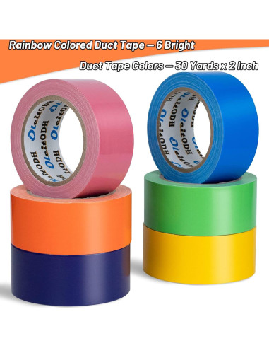 Paquete de 6 rollos de cinta adhesiva multicolor 5.08 cm x 27.43 m