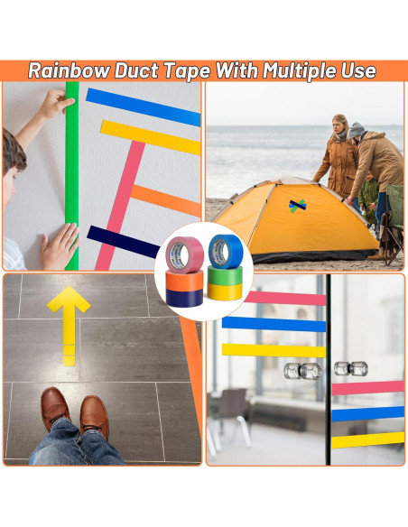 Paquete de 6 rollos de cinta adhesiva multicolor 5.08 cm x 27.43 m