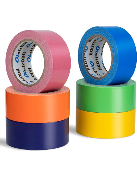 Paquete de 6 rollos de cinta adhesiva multicolor 5.08 cm x 27.43 m