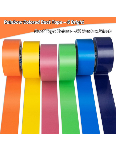 Paquete de 6 rollos de cinta adhesiva multicolor 5.08 cm x 27.43 m