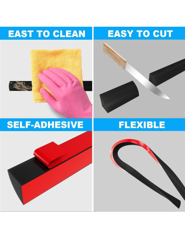 Moldura Flexible Duzzy 20 Pulgadas Negra Autoadhesiva para Bordes