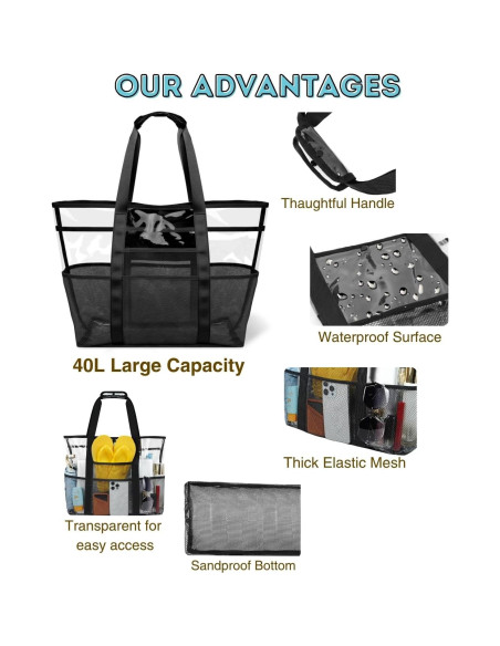 Bolsa de Playa XL Maffuno Impermeable 40L Negra