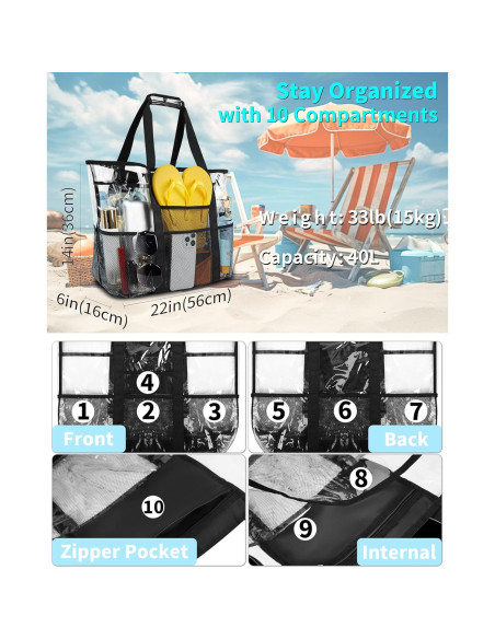 Bolsa de Playa XL Maffuno Impermeable 40L Negra