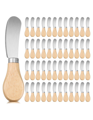 48 Cuchillos para Untar Queso Lanties con Mango de Madera