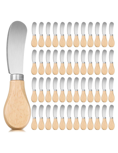 48 Cuchillos para Untar Queso Lanties con Mango de Madera
