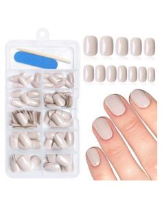 120 Uñas Postizas Cortas Khaki Lifextol - 12 Tamaños