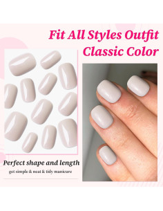 120 Uñas Postizas Cortas Khaki Lifextol - 12 Tamaños 2