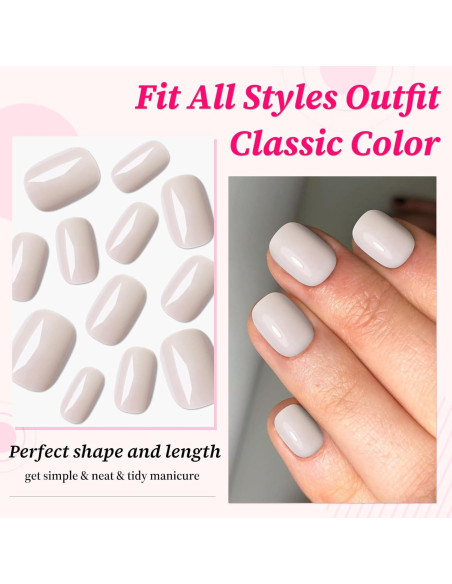 120 Uñas Postizas Cortas Khaki Lifextol - 12 Tamaños