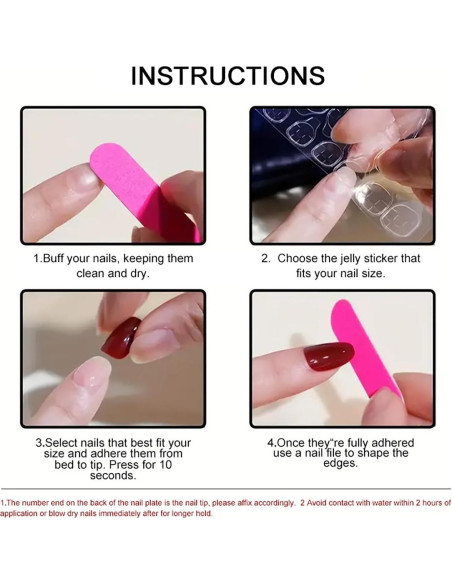 Kit 24 Uñas Postizas Francesas Rojas Sutaozhi con Lazos