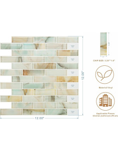 Azulejo autoadhesivo YOFUN 30x30cm mármol 3D amarillo 2