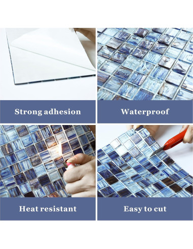 Azulejo de vidrio autoadhesivo CASAPALACE 30.48x30.48 cm azul