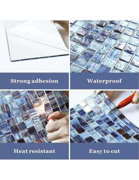 Azulejo de vidrio autoadhesivo CASAPALACE 30.48x30.48 cm azul