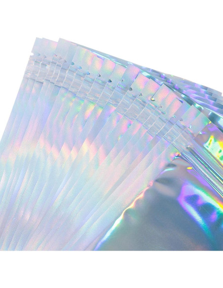 200 Bolsas Mylar Holográficas 3x10 cm Reutilizables con Cierre Zip