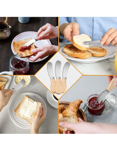 48 Cuchillos para Untar Queso Lanties con Mango de Madera