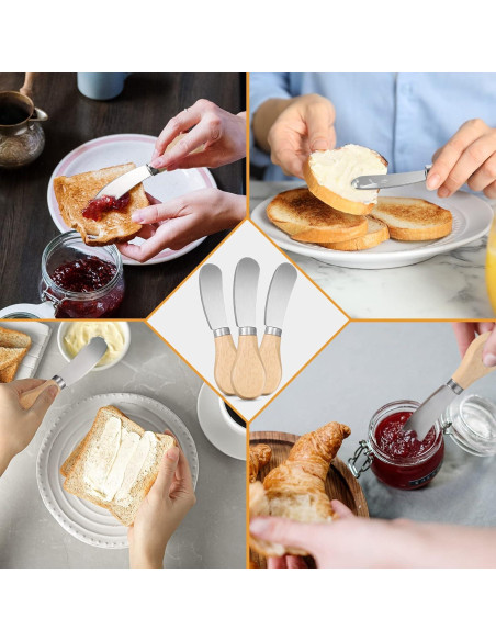48 Cuchillos para Untar Queso Lanties con Mango de Madera
