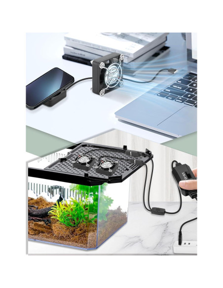 Ventilador USB Mini 40mm AmRunJe x2 - Enfriador Compacto 5V