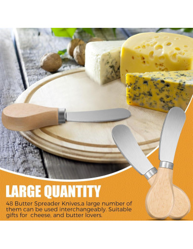 48 Cuchillos para Untar Queso Lanties con Mango de Madera