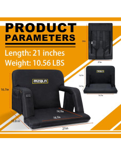 Asiento de Gradas Calentado MZQLN Plegable 53.34 cm 6 Posiciones 2