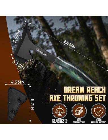 Juego de Hachas de Lanzamiento Dream Reach - 3 Hachas de Acero