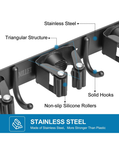 Soporte de Escoba IMILLET Acero Inoxidable 2 Paquetes 5 Soportes