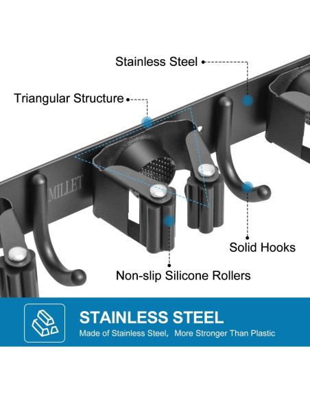 Soporte de Escoba IMILLET Acero Inoxidable 2 Paquetes 5 Soportes
