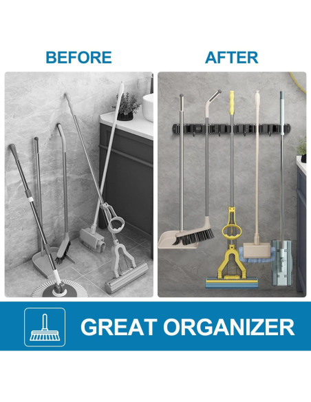 Soporte de Escoba IMILLET Acero Inoxidable 2 Paquetes 5 Soportes