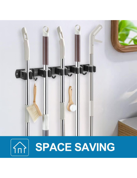 Soporte de Escoba IMILLET Acero Inoxidable 2 Paquetes 5 Soportes