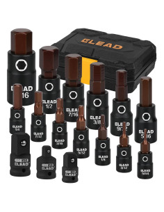 Juego de 16 Piezas Enchufe Hexagonal SAE ELEAD Acero S2