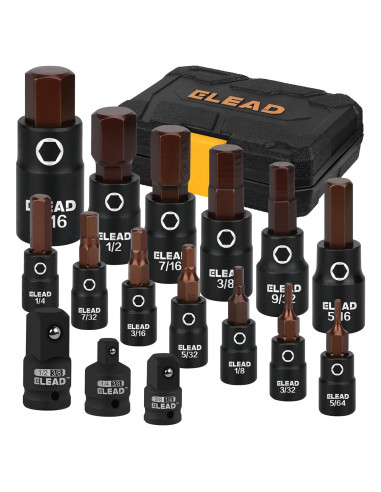 Juego de 16 Piezas Enchufe Hexagonal SAE ELEAD Acero S2