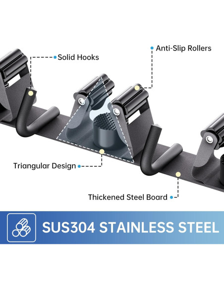 Soporte de Escoba ZONGOOL Pack de 2 Acero Inoxidable Negro