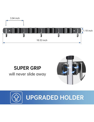 Soporte de Escoba ZONGOOL Pack de 2 Acero Inoxidable Negro