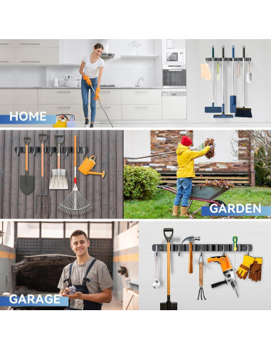 Soporte de Escoba ZONGOOL Pack de 2 Acero Inoxidable Negro