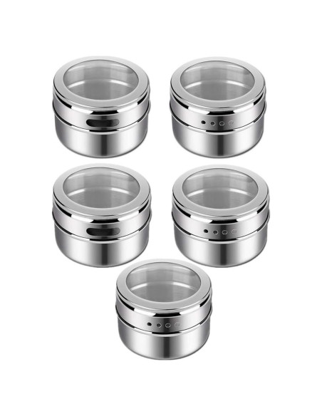 XZJMY Latas Magnéticas para Especias 5 Piezas Acero Inoxidable
