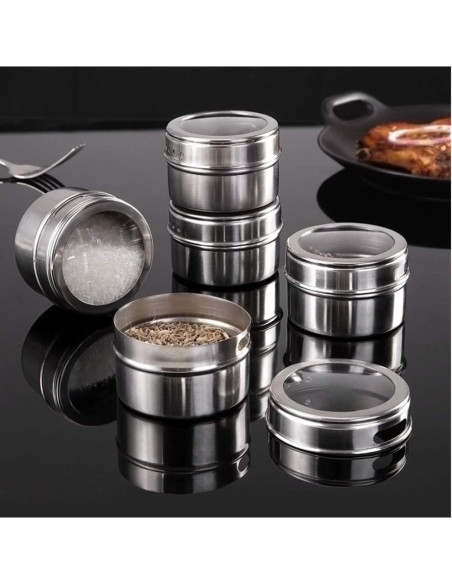 XZJMY Latas Magnéticas para Especias 5 Piezas Acero Inoxidable
