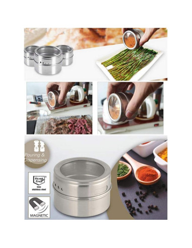 XZJMY Latas Magnéticas para Especias 5 Piezas Acero Inoxidable