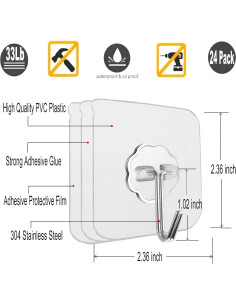 Ganchos Adhesivos Transparentes Jwxstore 24 Paquete 15kg 2