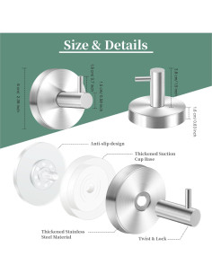 Ganchos de Ventosa Gohiuo para Ducha y Cocina - Acero Inoxidable 2