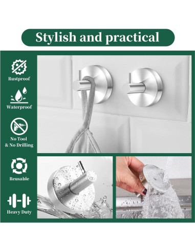 Ganchos de Ventosa Gohiuo para Ducha y Cocina - Acero Inoxidable