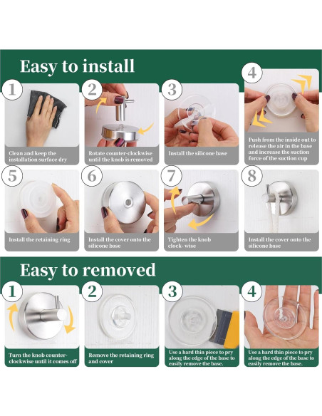 Ganchos de Ventosa Gohiuo para Ducha y Cocina - Acero Inoxidable