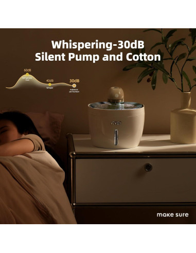 Fuente de Agua Inalámbrica para Gatos MS!ASEGÚRATE 2.5L