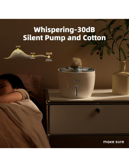 Fuente de Agua Inalámbrica para Gatos MS!ASEGÚRATE 2.5L